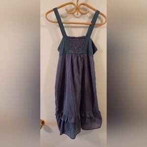 Trinity charcoal gray cotton silk blend Ruched tie back dress Medium